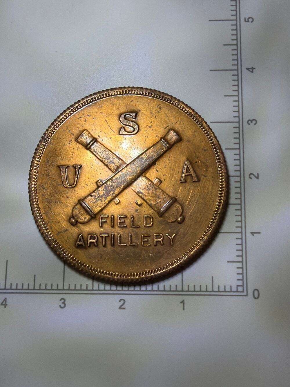 Antique US Army Field Artillery Allied Military Service Muster Brass Medal Blank